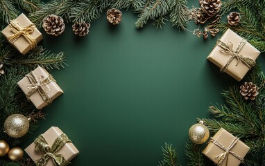 Wall Mural - Christmas new year green background