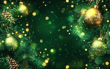 Wall Mural - Christmas new year green background