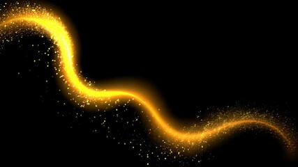 Fototapete - Mesmerizing golden light trails swirl against a black backdrop. Sparkling particles evoke elegance and luxury. Dynamic abstract background video.