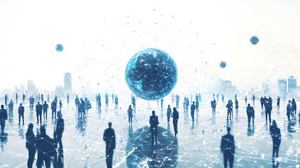 Wall Mural - abstract digital network showcasing people connected through technology image