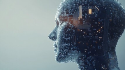 Wall Mural - abstract human head illuminated with artificial intelligence technology image