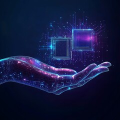 Wall Mural - abstract hologram of semiconductor enhancing innovative technology applications image