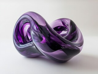 a purple glass sculpture in a swirling pattern