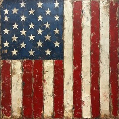 Wall Mural - a textured painting of an american flag