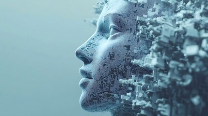 Wall Mural - digital human head designed with cutting-edge artificial intelligence features image