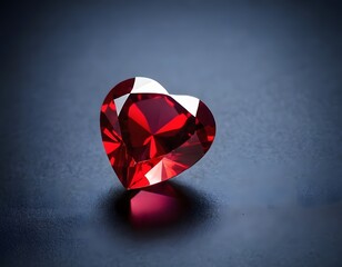 Shining red gemstone diamond happy Valentine's Day wedding anniversary celebration concept isolated on romantic luxury background