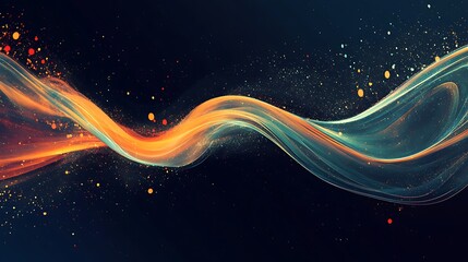 Wall Mural - dynamic abstract flowing lines glowing with vibrant colorful particle splashes design