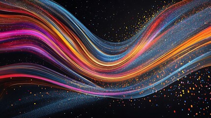 Wall Mural - energetic abstract composition with glowing lines and shimmering particle bursts design