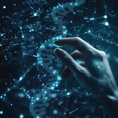 Wall Mural - futuristic depiction of human hand with advanced technological design