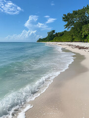 Wall Mural - Scenic beach with gentle waves and clear blue water