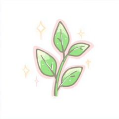 Cute minimalistic plant illustration on white background   