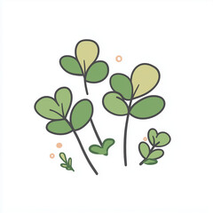 Cute minimalistic plant illustration on white background   