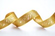 © Fotograf - A single gold ribbon laid out on a pure white surface