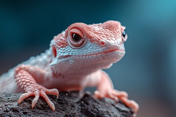 Wall Mural - Lizard perched on rock showcasing unique coloration in natural habitat during daylight