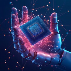 Wall Mural - semiconductor hologram design in abstract digital futuristic technology format image