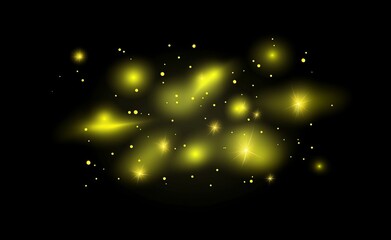 Wall Mural - abstract golden bokeh against a black background, christmas party day