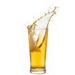 fresh beer in glass with splashes PNG, cutout