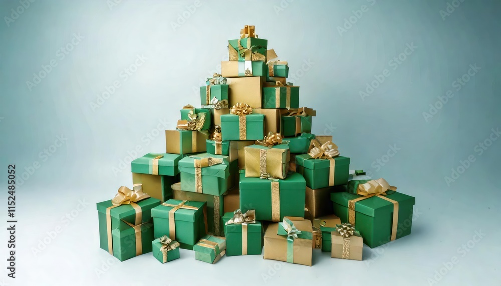 pile of boxes containing green and gold gift boxes mixed with amazon ...