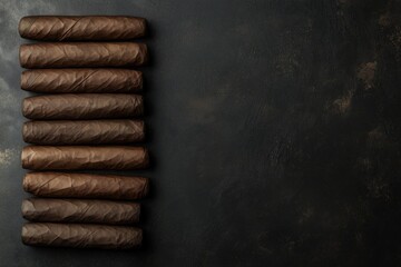 row of cigars on a dark background