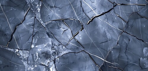 Wall Mural - Gray marble, deep blue navy platinum crack, empty background