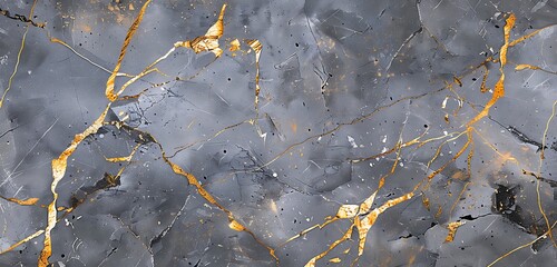 Wall Mural - Gray marble, gold crack, empty background