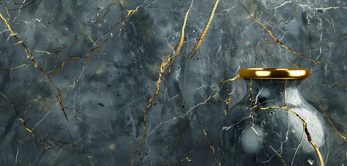 Wall Mural - Gray marble with gold crack, sleek vase