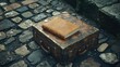 © flurik - Vintage Suitcase and Book on Cobblestone Street: A Journey Through Time