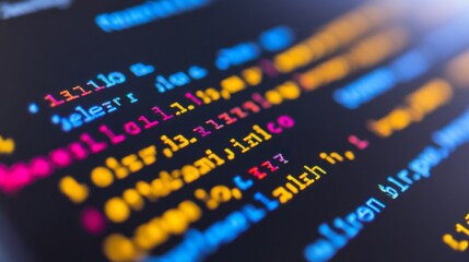colorful code lines on a dark screen display