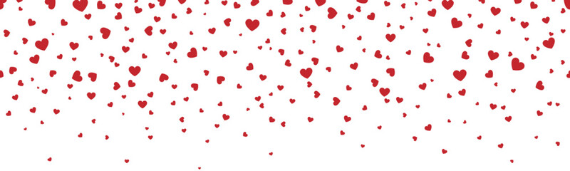 Wall Mural - seamless red confetti heart border for valentine’s day background, banner, card, invitation, packagi