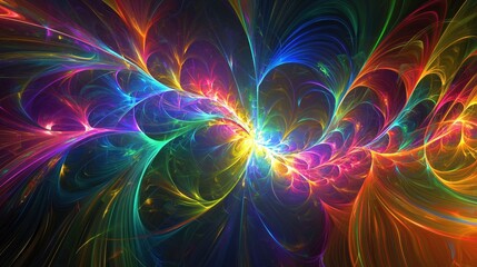 Poster - Colorful Abstract Swirl Background with Bright Rays of Light and Flowing Patterns