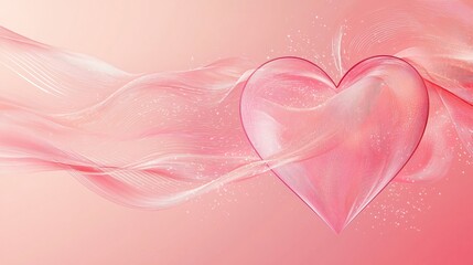 Poster - Elegant Pink Heart with Soft Swirls and Shimmering Background for Romantic Themes