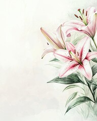 Poster - Beautiful Pink Lilies with Soft Pastel Background for Elegant Designs and Decor