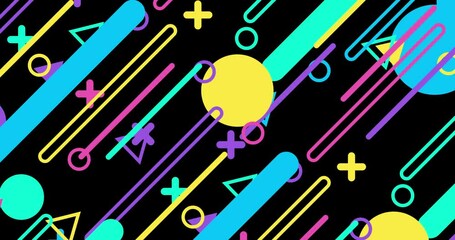 Wall Mural - geometric shape abstract loop animation. infinity motion graphic shapes loop animation on black back