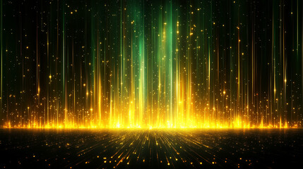 A vibrant digital background of green and yellow binary data streams representing the chaotic and dynamic flow of information, symbolizing technology, progress, and the digital world.

