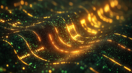 A vibrant digital background of green and yellow binary data streams representing the chaotic and dynamic flow of information, symbolizing technology, progress, and the digital world.

