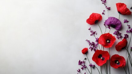 Wall Mural - remembrance day abstract background. featuring muted grays, purples, and reds. highlighting honor, r