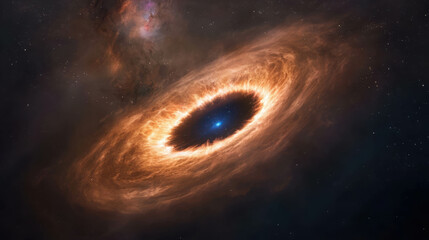 Wall Mural - majestic view of a supermassive black hole surrounded by cosmic swirls and stars