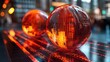 © kartika intan - Illuminated Spheres: A futuristic digital art showcasing glowing orbs on a data-rich surface, symbolizing global connectivity and technological advancement