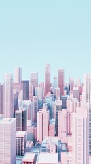  Pastel pink cityscape skyline.  Dreamy, minimalist city illustration. Perfect for backgrounds, websites, and design projects.