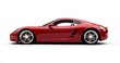 © Matasi - Side view of sleek red sports car isolated on white background.