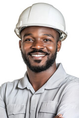 Wall Mural - A man wearing a white hard hat and a gray shirt