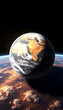 © Go - Planet Earth with detailed relief and atmosphere. 3D illustration, Backlit, with white tones