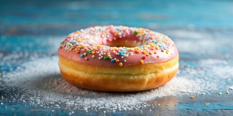 Wall Mural - Delicate donut with a generous helping of colorful icing sugar on top , sweet, sweet tooth,  sweet, sweet tooth