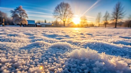 Wall Mural - Fresh snow covering ground on frosty winter morning , winter, snow, thick, texture, cold, frosty, white, landscape, nature, outdoors