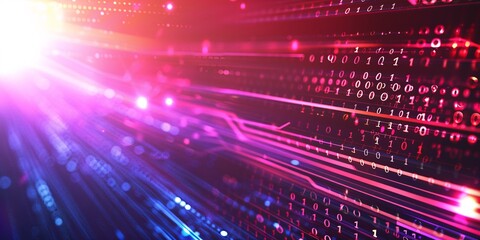 A modern blue and orange tech background combined with digital binary numbers.