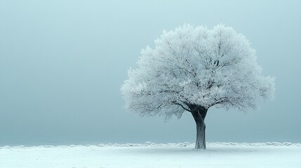Intricate Branches of a Leafless Tree in a Serene Winter Landscape