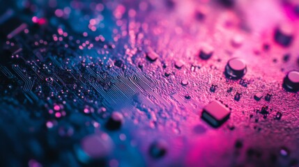 Wall Mural - macro view of microchips in vibrant colors