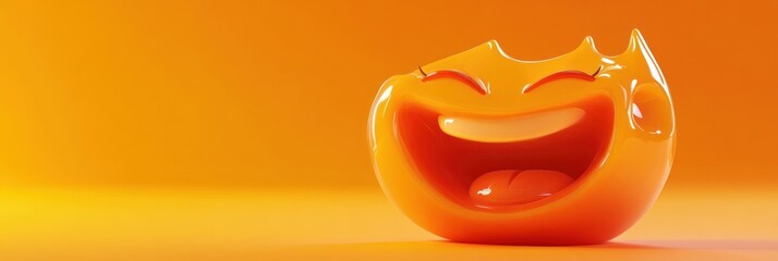 Aufkleber - A cheerful orange emoji with a bite taken out, set against a bright orange background.
