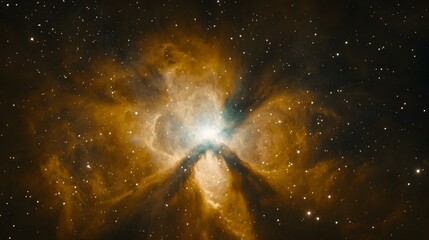 Wall Mural - Stunning cosmic nebula with golden hues and bright stars. Perfect for space, astronomy, and science themes.