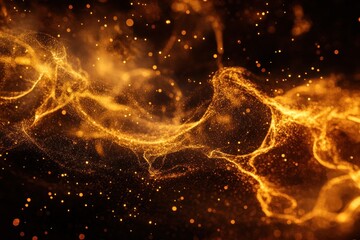 Poster - Abstract golden particles and flowing lines create a dynamic, ethereal visual effect.